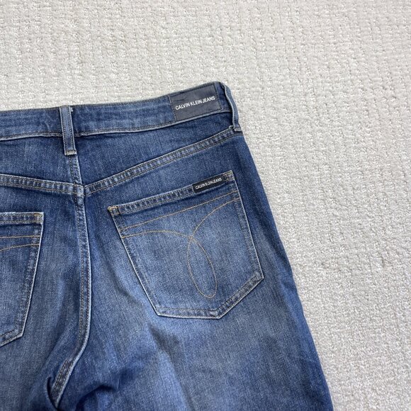 Y2K Calvin Klein Jeans W30 Straight Short Denim Shirts Distressed Medium Wash - Picture 14 of 14